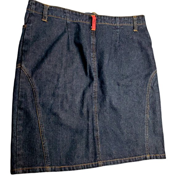 CLIO Dark Denim Mini Skirt Size 8 Lace Front Closure Straight Great Condition! - Picture 3 of 9